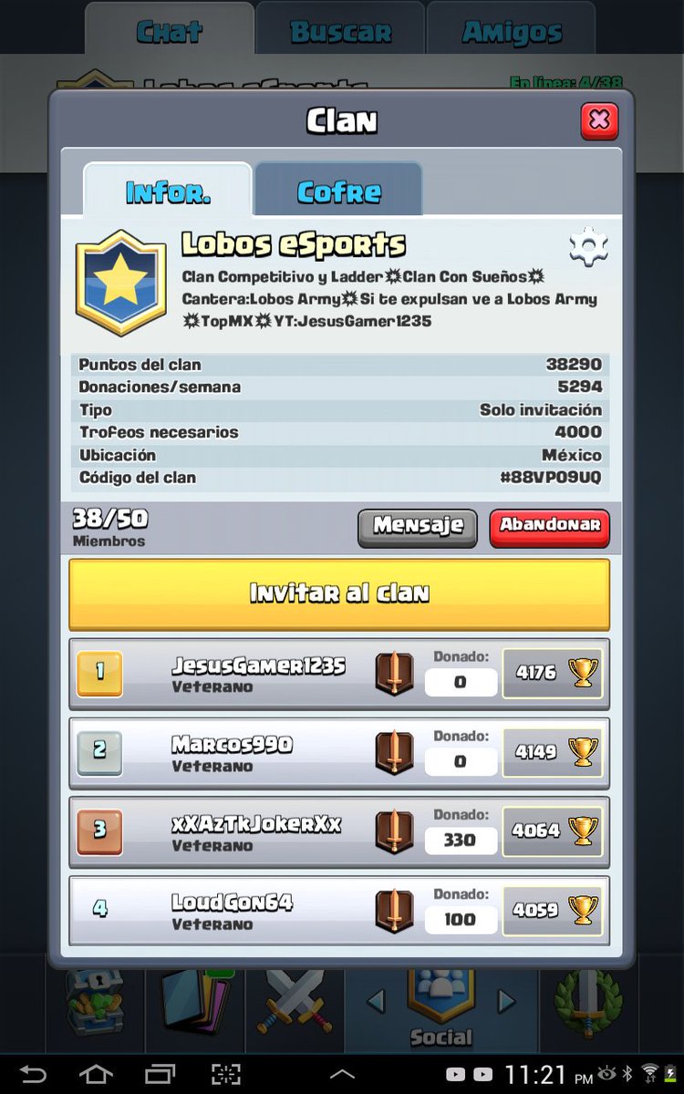 BAlva_12's tweet photo. Quedan Demaciados Lugares Te Esperamos.

□Clan Competitivo y ladder
□En 8 ligas competitvas
□Damos Logo Header del clan
□PB: +4200

Unete!!! https://t.co/61XCHpvUJN