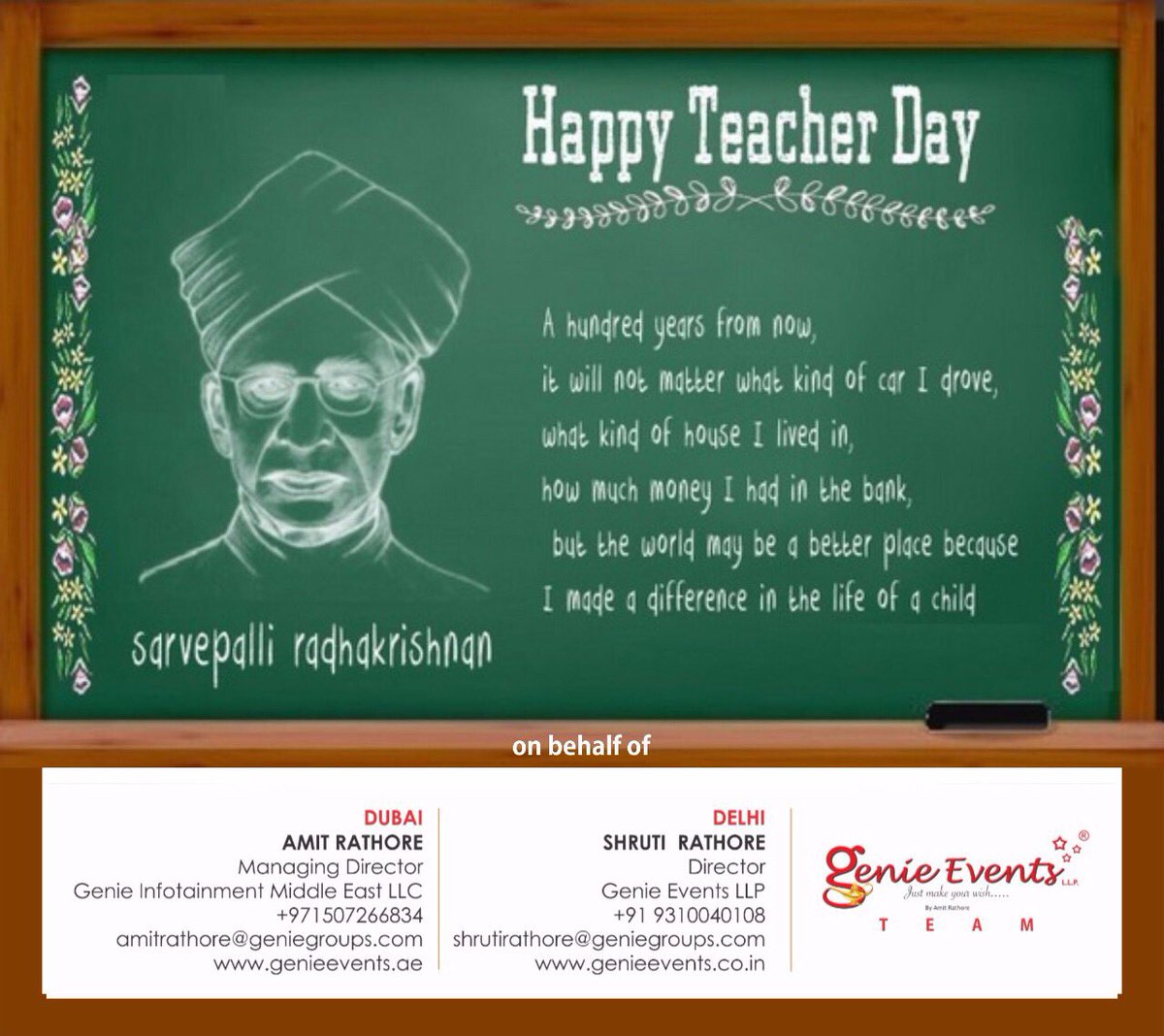 shrutirthr's tweet photo. We wishes you Happy Teacher's Day! #GenieEventsIndia #GenieEventsDubai #GenieEvents https://t.co/SSvs01xj1i