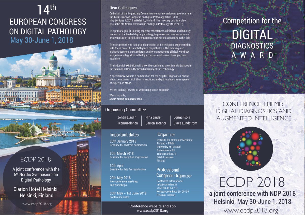 NormanZerbe's tweet photo. #SaveTheDate for 14th European Congress on Digital Pathology in May 2018 @ESDIPatho | find flyers at #ECP2017 IT sessions #ESPAmsterdam2017 https://t.co/G38jYWY5kJ