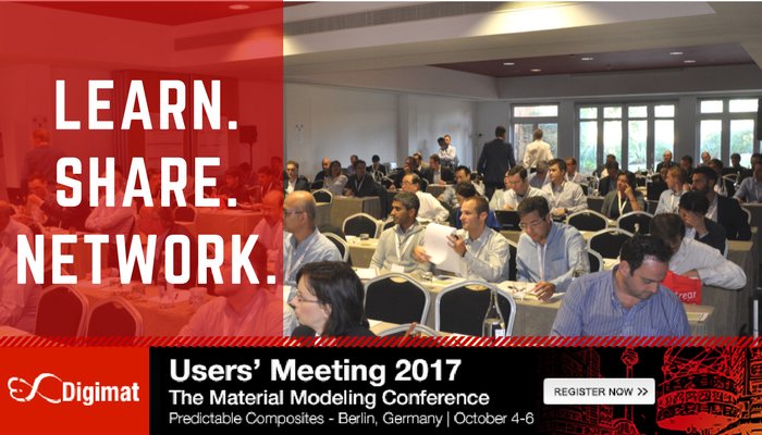 #Digimat Users’ Meeting 2017, the Material #Modeling Conference, will feature best-in-class customer presentations bit.ly/2s5Iqxl