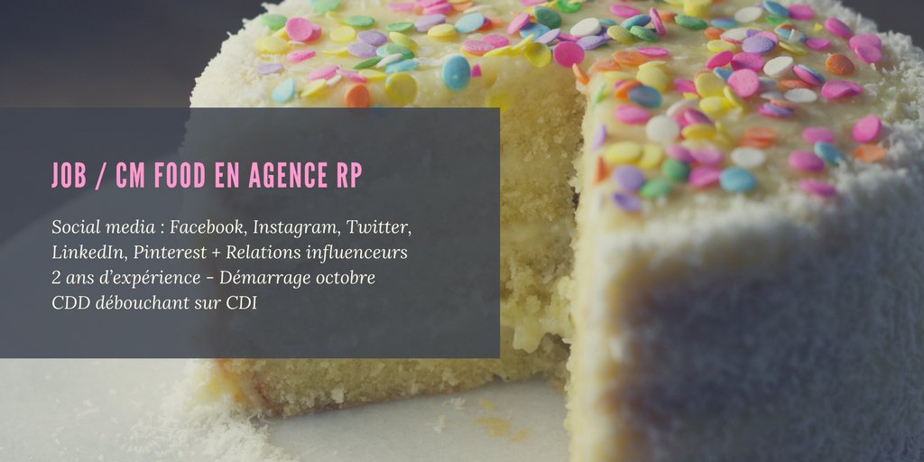 Berisa's tweet photo. 🍰A la rechercher d'un.e #CM #food pour une agence de #RP (CDD débouchant sur CDI) Merci d'avance pour les RT ☺️ #B2C #i4emploi #Paris #eRP https://t.co/yw74Lwol7s