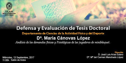 UCAM_Investiga's tweet photo. #DefensaTesis @UCAM | Dª. María Cánovas López | 13 Sept. 2017 https://t.co/aLvSF3ghwM