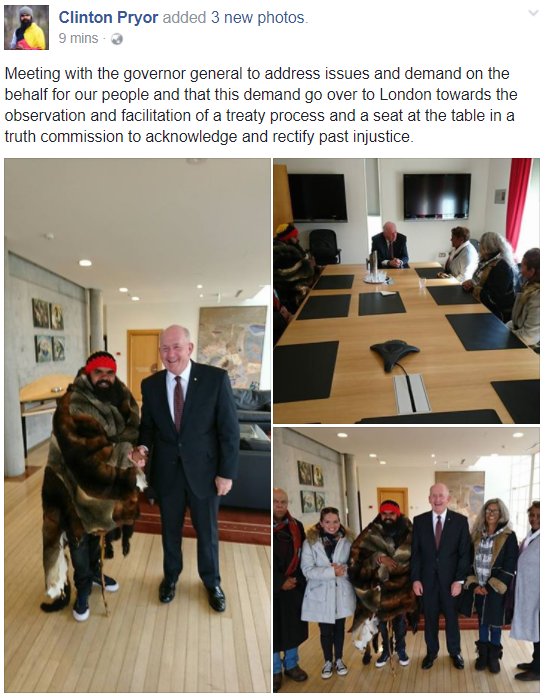 Clintonswalk's tweet photo. #ClintonsWalk met with the GG today! He passed on Elders list of demands to go to England https://t.co/C0v0Ss5vAy