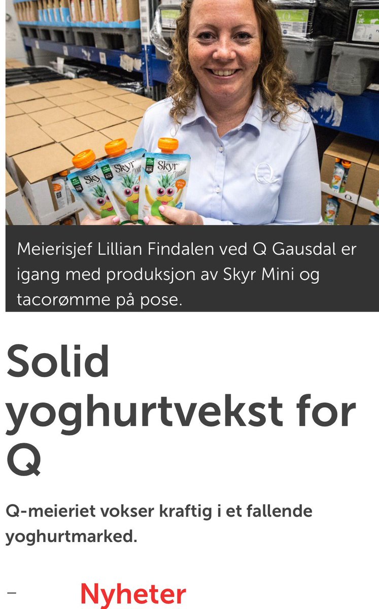 QBentM's tweet photo. Meierisjef @QlillianF @QMeieriene Gausdal melder om vekst på 50% . Abraksle bra kaller vi det på gausdølsk. Takk til alle Qforbrukere.👏👏👏 https://t.co/goPL6dq4zY