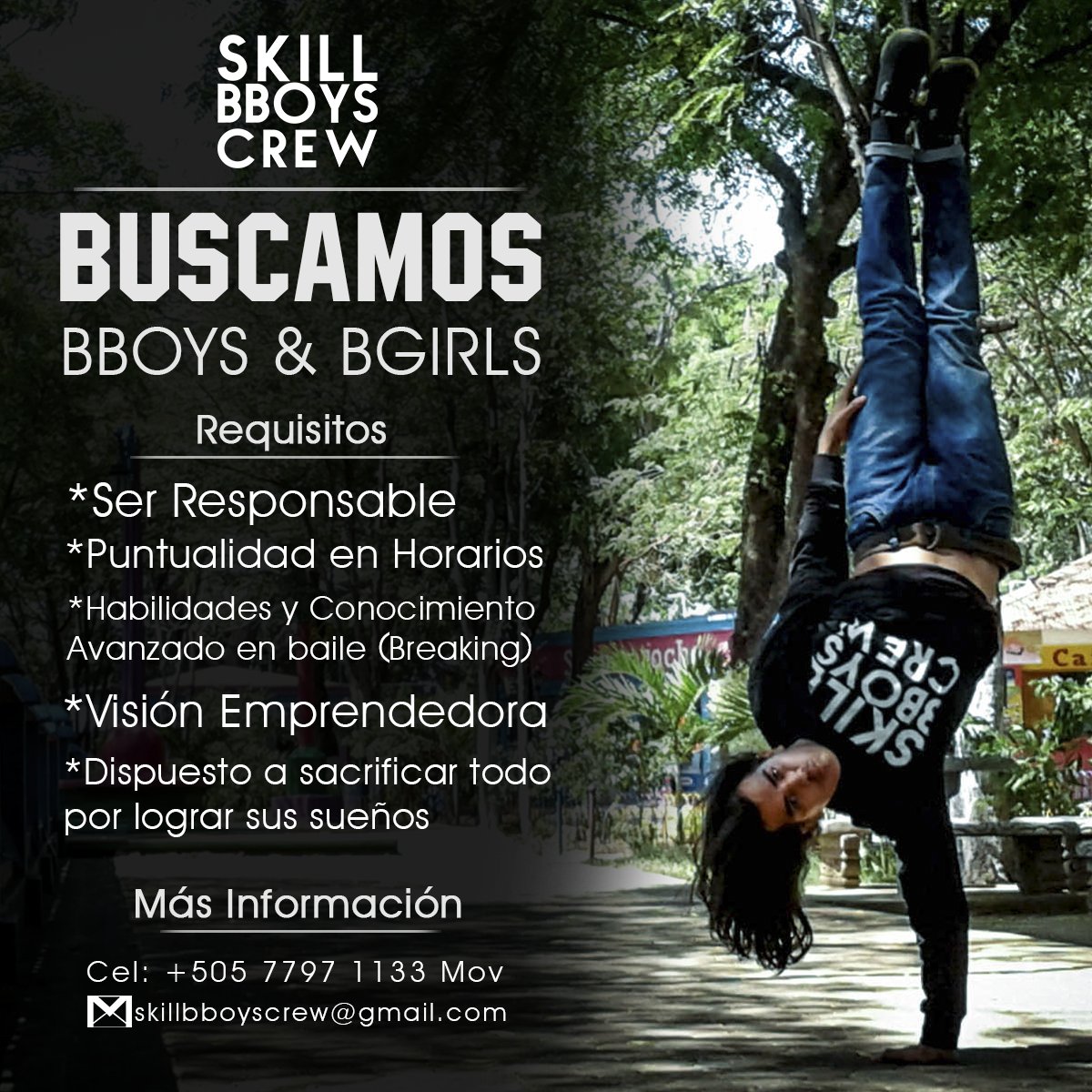 SkillBBoys's tweet photo. Estamos reclutando BBoys y BGirls toda la información
skillbboyscrew@gmail.com
Mov +505 77971133
#Breaking #BBoys #BGirls #Break https://t.co/fN4fWNMLri