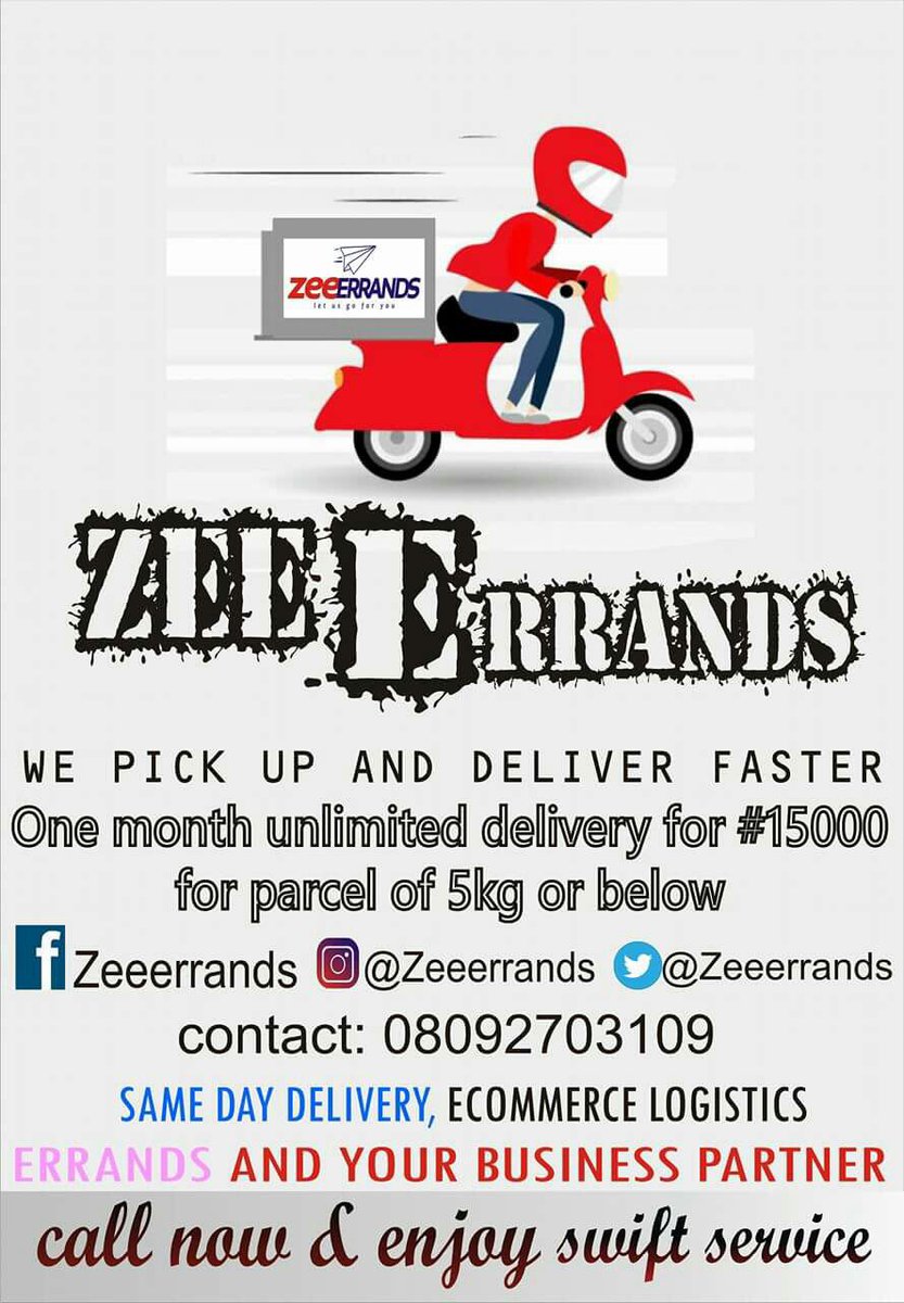 ZeeErrands's tweet photo. Welcome. We offer delivery 🚚 &amp; pick up services for manufacturers, wholesalers and customers alike... kindly call 📞 08092703109 https://t.co/aI6joCrz2R