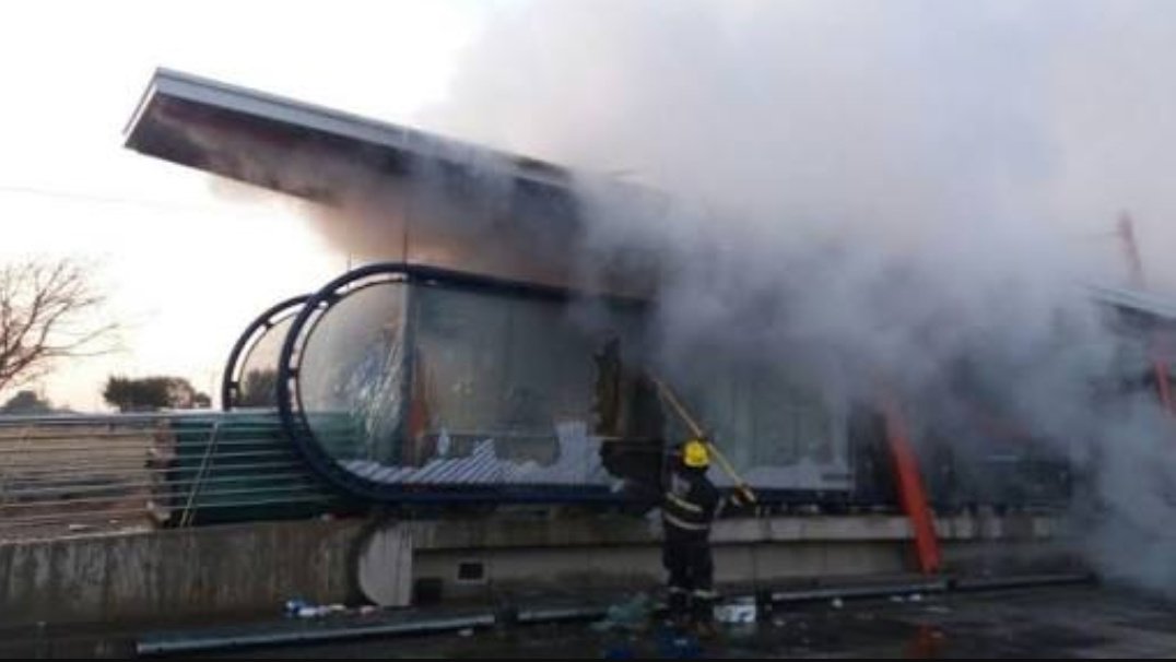 NT217001411's tweet photo. This is the second time the Bosmont Station has been affected. In May this year, the station was damaged after community protests. https://t.co/KAFdgkfS8Z