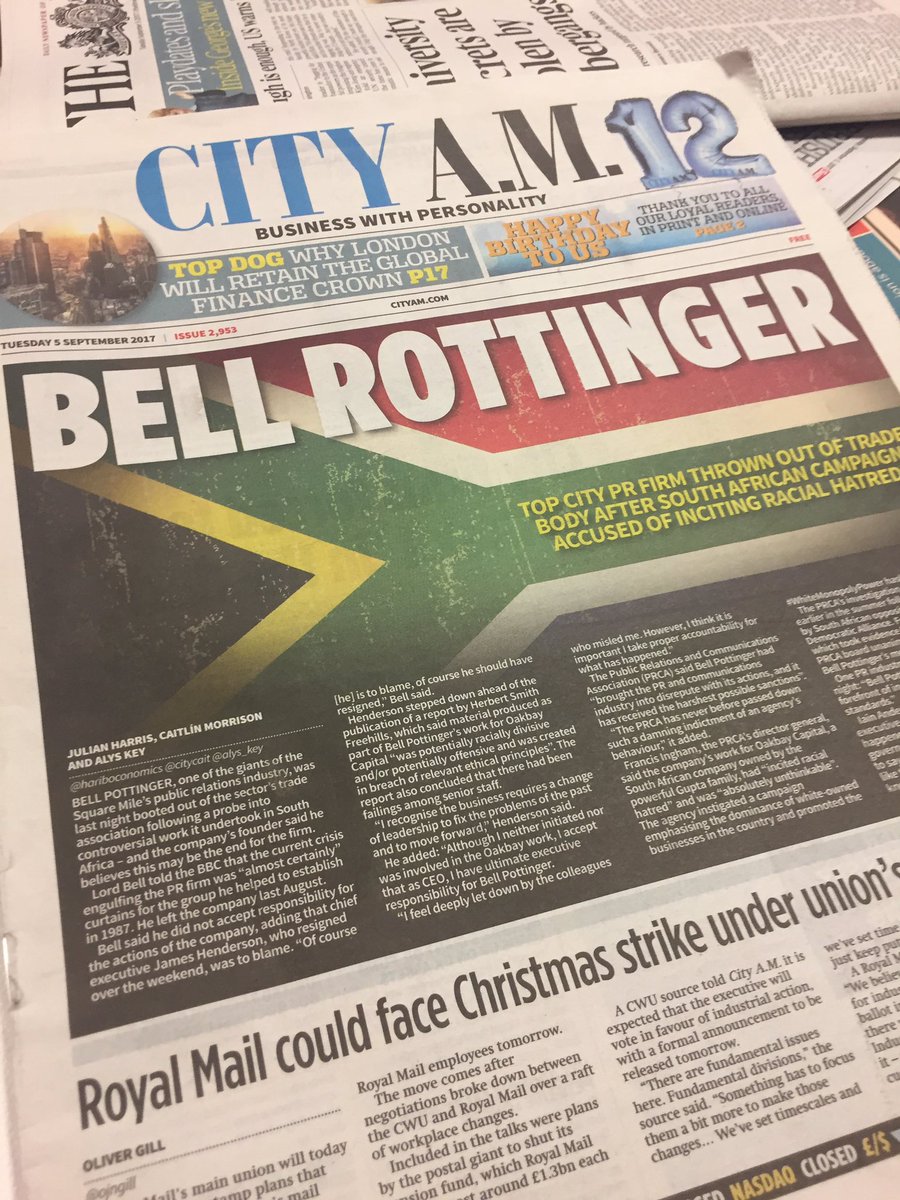PRCA_HQ's tweet photo. PRCA front page on @CityAM today https://t.co/HfBXyYPbOq
