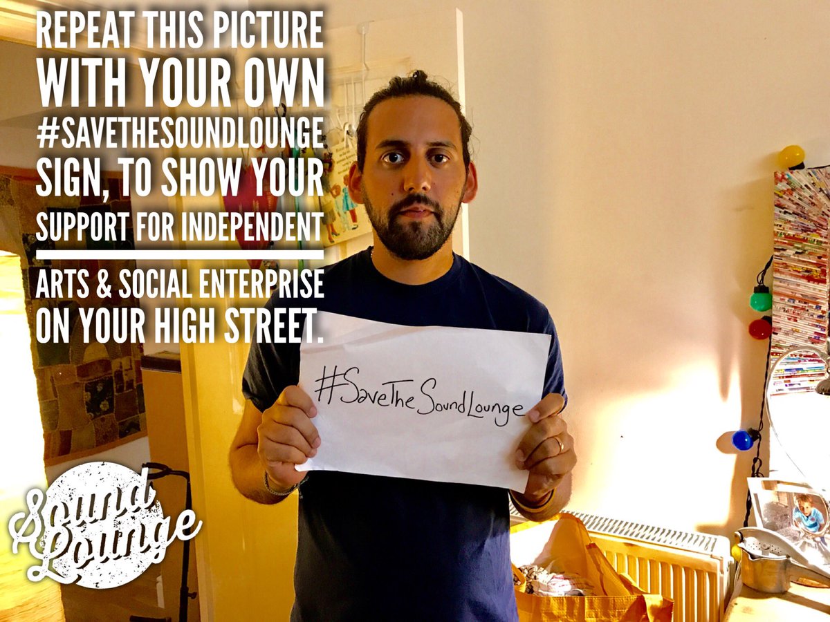 soundloungeCIC's tweet photo. We need YOUR help
1) Sign this @Change petition https://t.co/vBoRECwbOv 
2) Post a pic holding a sign
3) Share with #SaveTheSoundLounge https://t.co/hihsGv1xqm