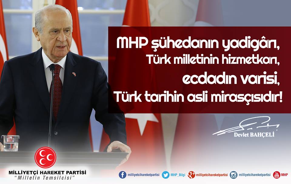 MHP_Bilgi's tweet photo. MHP şühedanın yadigârı, Türk milletinin hizmetkarı, ecdadın varisi, Türk tarihin asli mirasçısıdır!

MHP Genel Başkanı
Devlet BAHÇELİ https://t.co/IZ0ieDbWkh