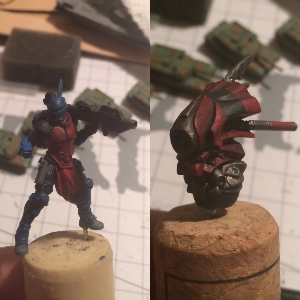 frthegratergood's tweet image. Base coat + wash. More to do. PanOceania Order Sergeant &amp;amp; Auxbot. #infinitythegame #infinity #infinitywarcors #miniaturepainting #wargaming