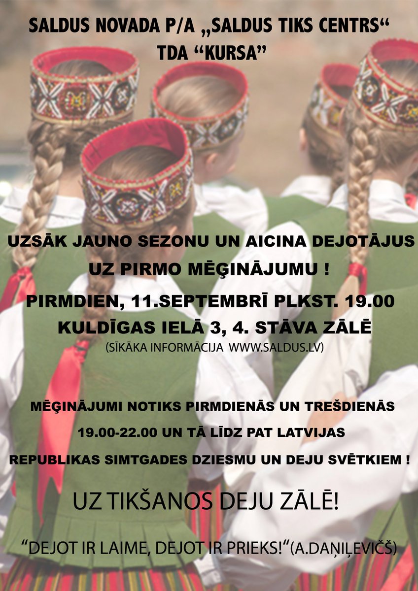 salduslv's tweet photo. TDA "Kursa" un "Kursa" studija aicina pievienoties dejotāju saimei! https://t.co/nxH4wfwl7X