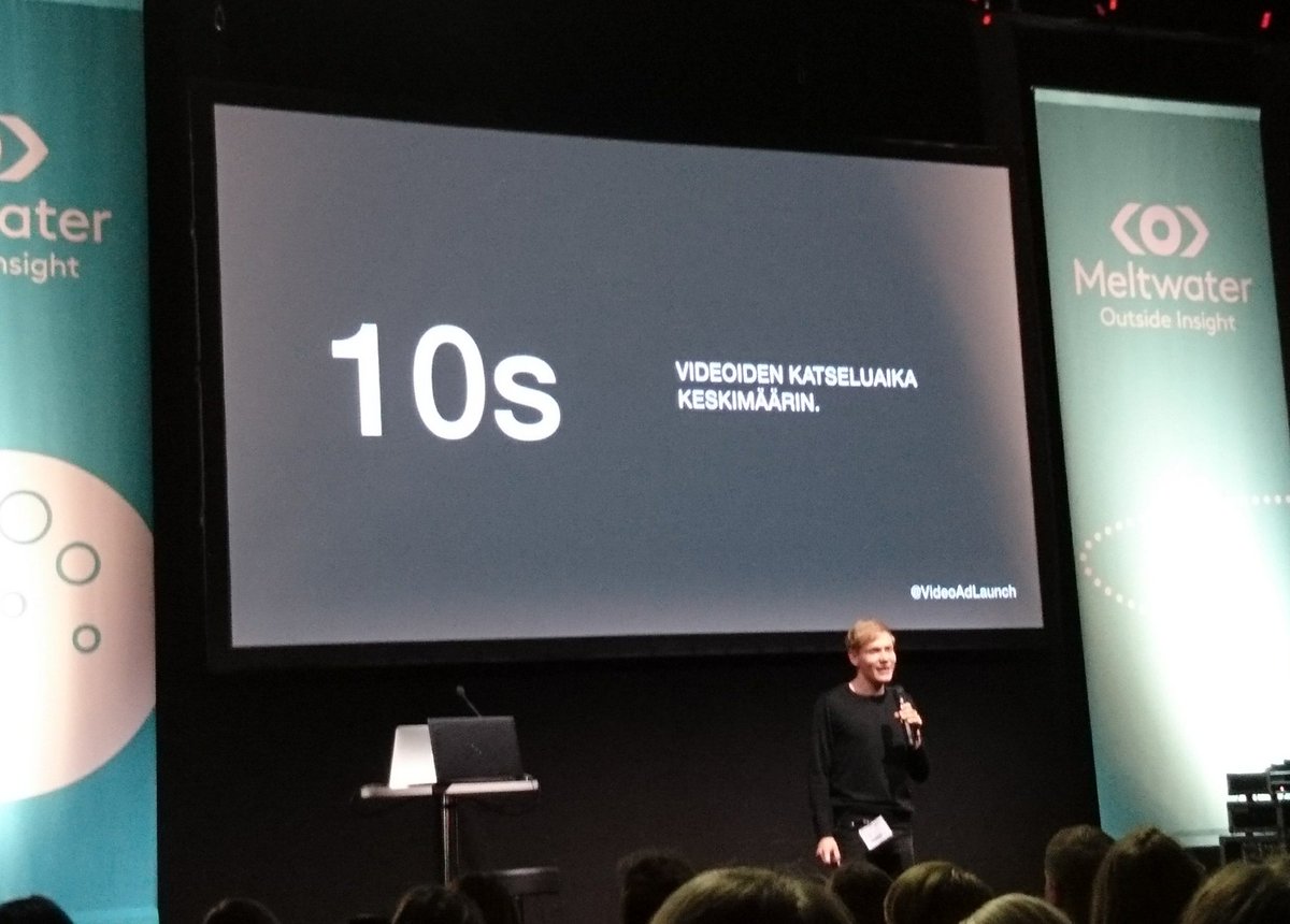 Tarppa100's tweet photo. "Nettivideoiden keskimääräinen katseluaika on tällä hetkellä 10 sekuntia." Uskomattoman vähän! @JoelHypen #adlaunch #markkinoinninviikko https://t.co/HAOV9a6kD9