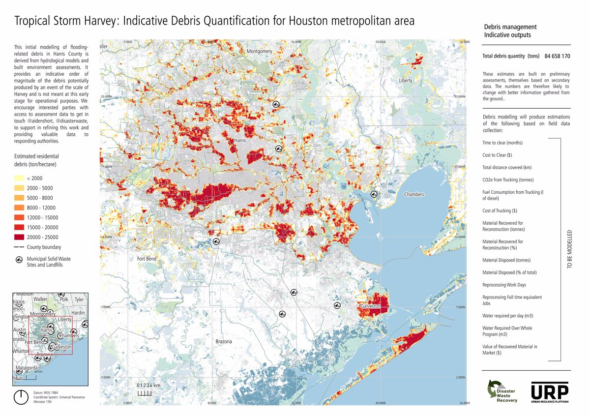 urplat's tweet photo. Indicative #debris quantifications for #Harvey. Years of work ahead. Get in touch to start operational planning! https://t.co/Y3WHPlJVsp