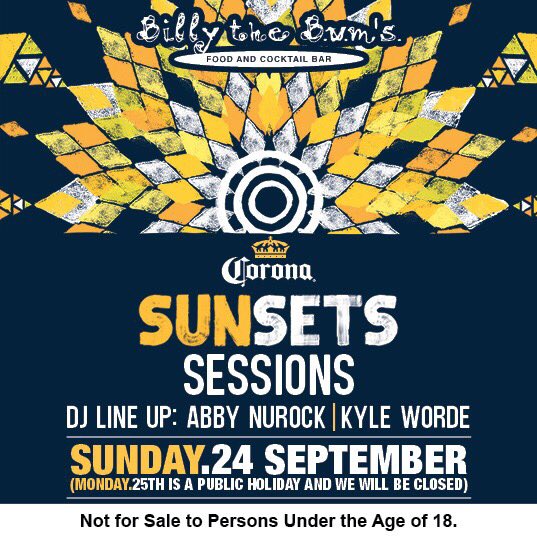 Billythebums's tweet photo. JUST ANNOUNCED // @corona #SunsetsSessions with @AbbyNurock + @kyleworde 🔥 https://t.co/7Xo3W1NEwM