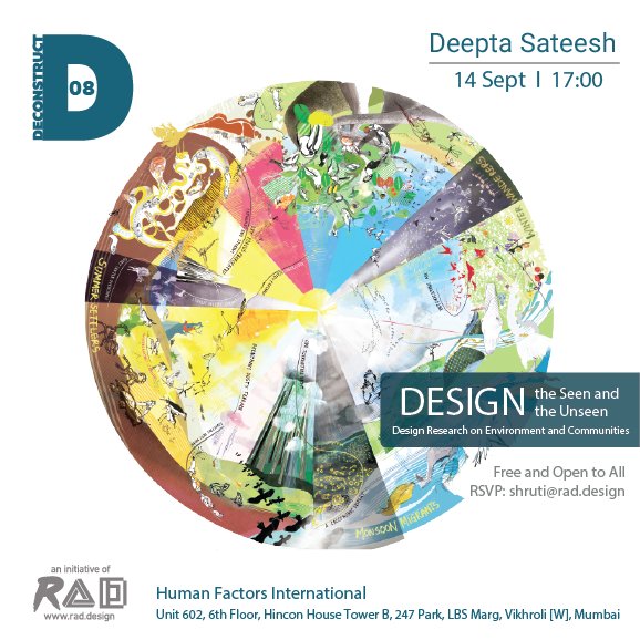 RADdesignstudio's tweet photo. Watch Deepta Sateesh, ecological design thinker, share her work at Deconstruct 08-Thursday 14 Sept, at RAD #deconstruct2017 #socialchange https://t.co/AMEpx00BJa