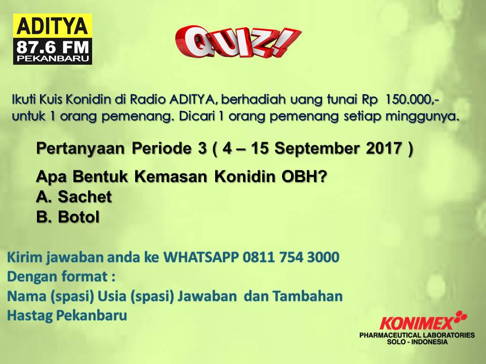 Radio ADITYA 87.6 FM Pekanbaru (@aditya876fm) on Twitter photo Ikuti Kuis Di <a href="/aditya876fm/">Radio ADITYA 87.6 FM Pekanbaru</a> Persembahan Dari #Konidin OBH,,Berhadiah Uang Tunai Audience Aditya Ikuti Kuis Di <a href="/aditya876fm/">Radio ADITYA 87.6 FM Pekanbaru</a> Persembahan Dari #Konidin OBH,,Berhadiah Uang Tunai Audience Aditya
