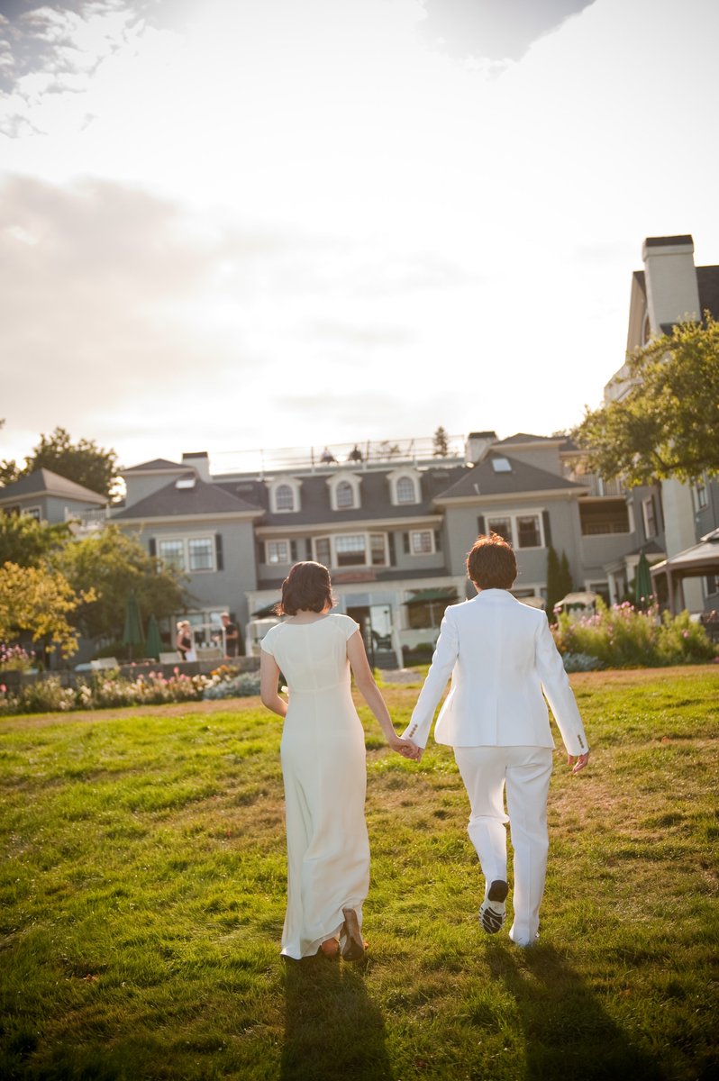 Happy 7th Anniversary Suanne + Fatemah!  Meagan Balance Rock Inn #timeflies #mainewedding #Barharborwedding