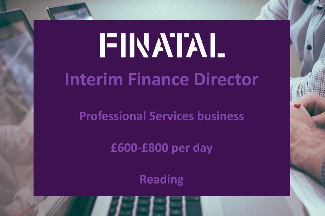 Finatal_'s tweet photo. A fantastic opportunity has arisen with a £10m t/o Professional Services business in Reading #InterimFD #Finance https://t.co/h8dubTtHrE https://t.co/7r5Rx3pvOG