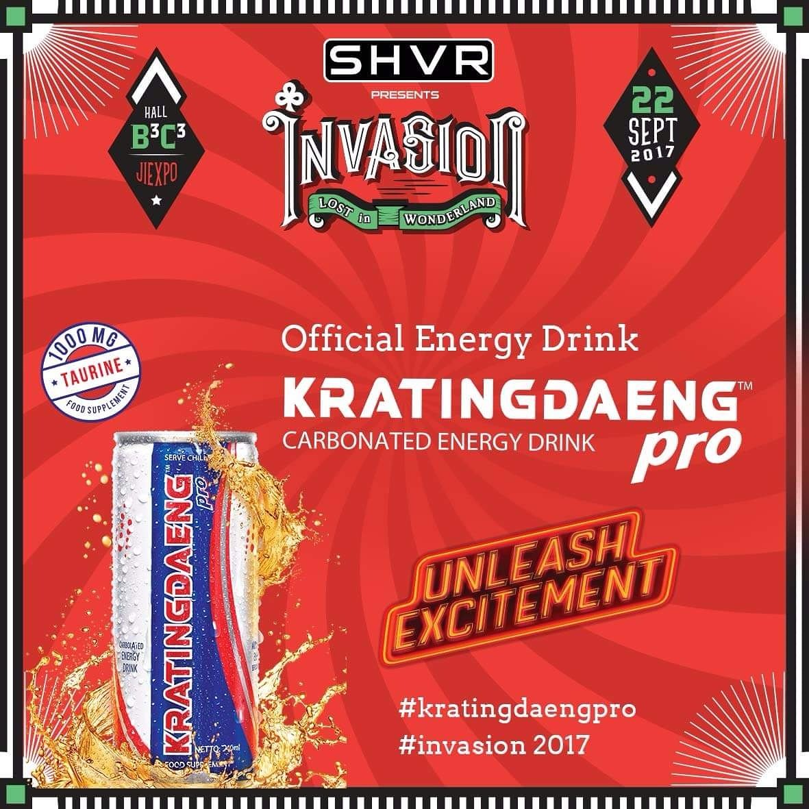 Kratingdaeng Pro is proudly an official energy drink of SHVR Invasion Lost In Wonderland 2017. Prepare yourself for the excitement!