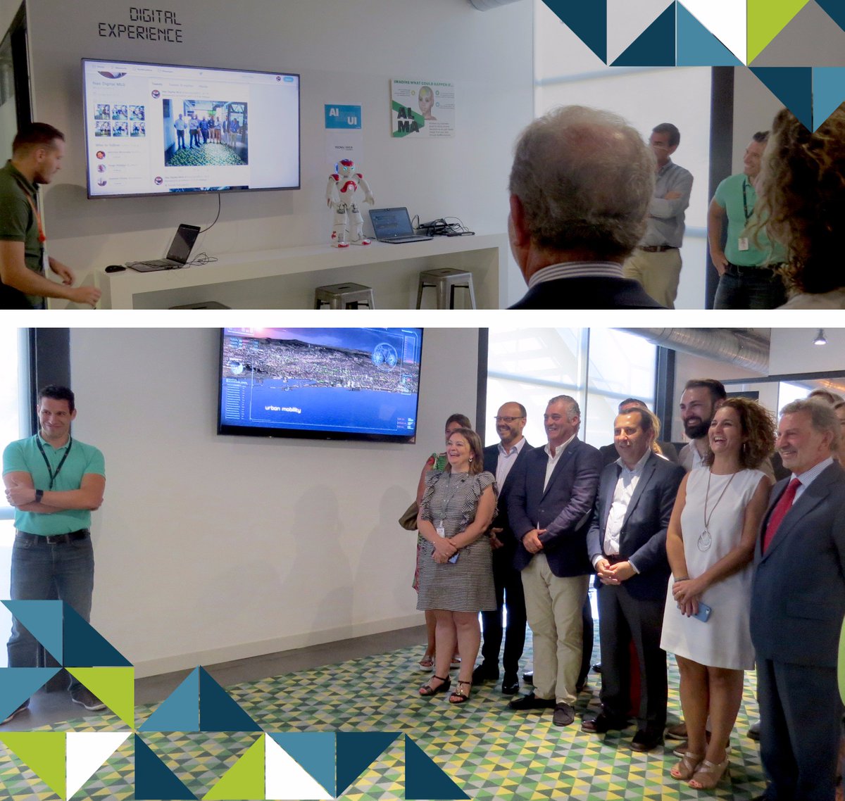 PTAMalaga's tweet photo. ¡Un placer verte ayer, @NaoDigitalMLG! 🤖📸 El #robot de @AccentureSpain recibió a representantes de @JuntaInforma que visitaron #empresasPTA https://t.co/go33HJxK5m