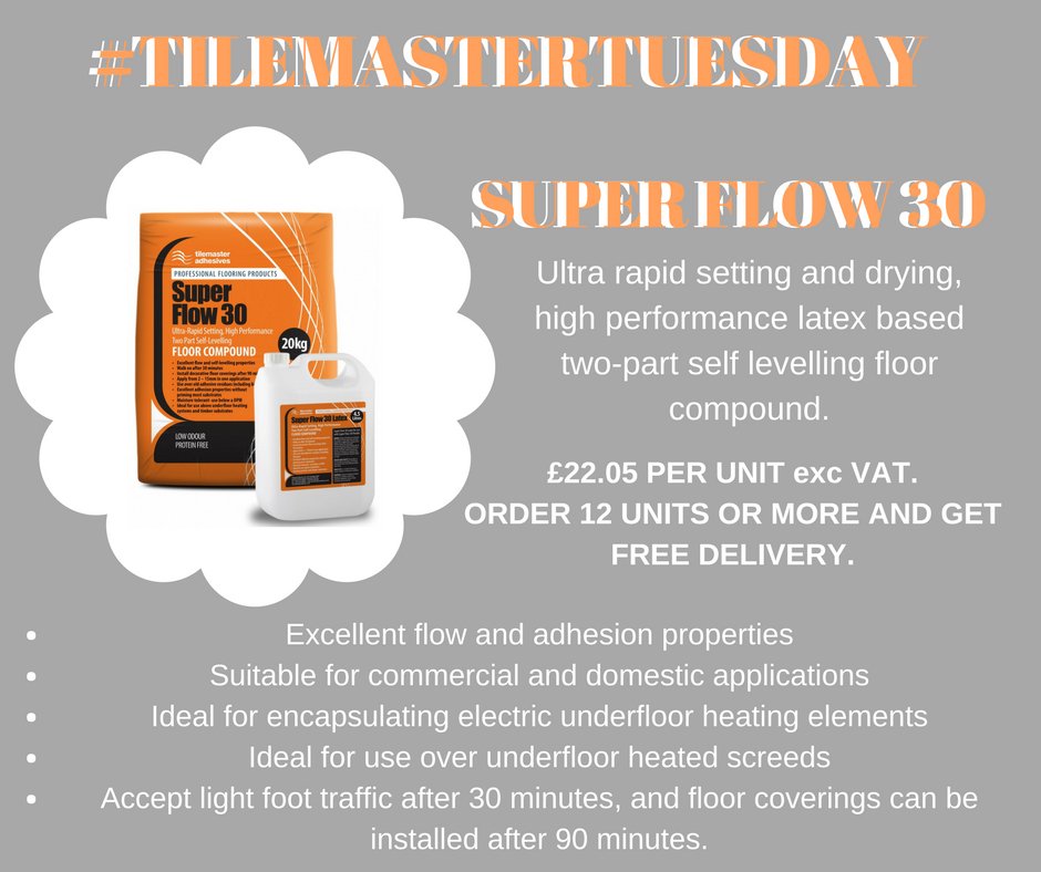 screedwarehouse's tweet photo. #tilemastertuesday
Technical support this week has included recommendations for customers to use #superflow30
BULK BUY PRICES- 01606 214201 https://t.co/HSDSmvpN4d