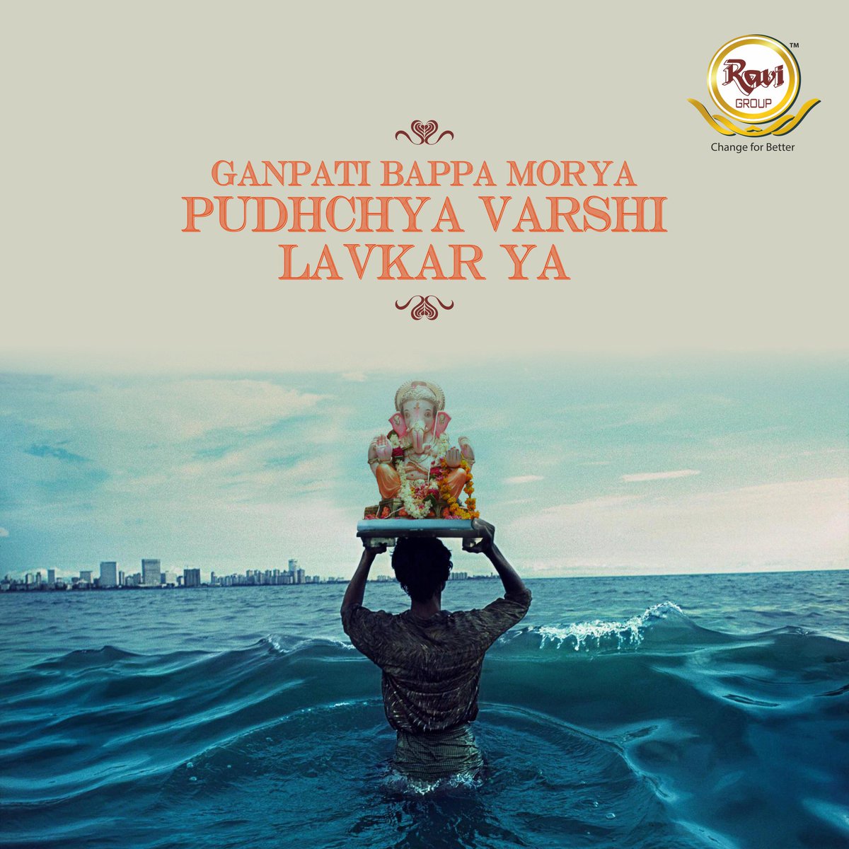 RaviGroup_India's tweet photo. Parting with our dear Bappa is always tough. Hope this beginning will lead to a year full of health wealth &amp; prosperity. https://t.co/DB3gtPwm7d