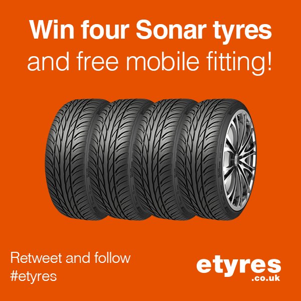 Enter our #free #prize #giveaway to #win 4 Sonar Tyres + free mobile fitting. Retweet + follow #Competition #draw etyres.co.uk