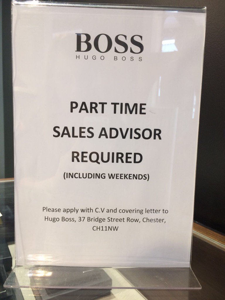 ChesterhugoBoss's tweet photo. @114Northgatestr part time jobs Boss Chester https://t.co/nGwgBXtqvK