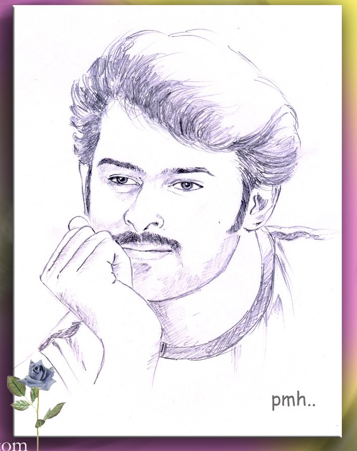 Art Southindian Actor Prabhas Sketch Photo frame | Matt Finished Print |  Synthetic Wood frame without Glass | Frame for Living Room,  Kitchen,Office,Restaurant Decoration | Gifting Purpose | Size(12x14) :  Amazon.in: Home