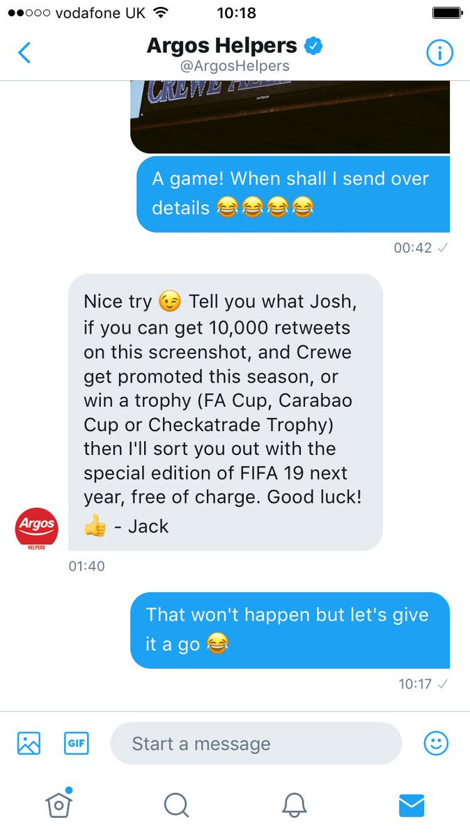 Josh_CAFC_180's tweet photo. So #Argos have said if this gets 10K retweets and #CreweAlex win promotion/a cup they'll sort me out with the special edition of FIFA 19. RT https://t.co/jjvyo8BjZq