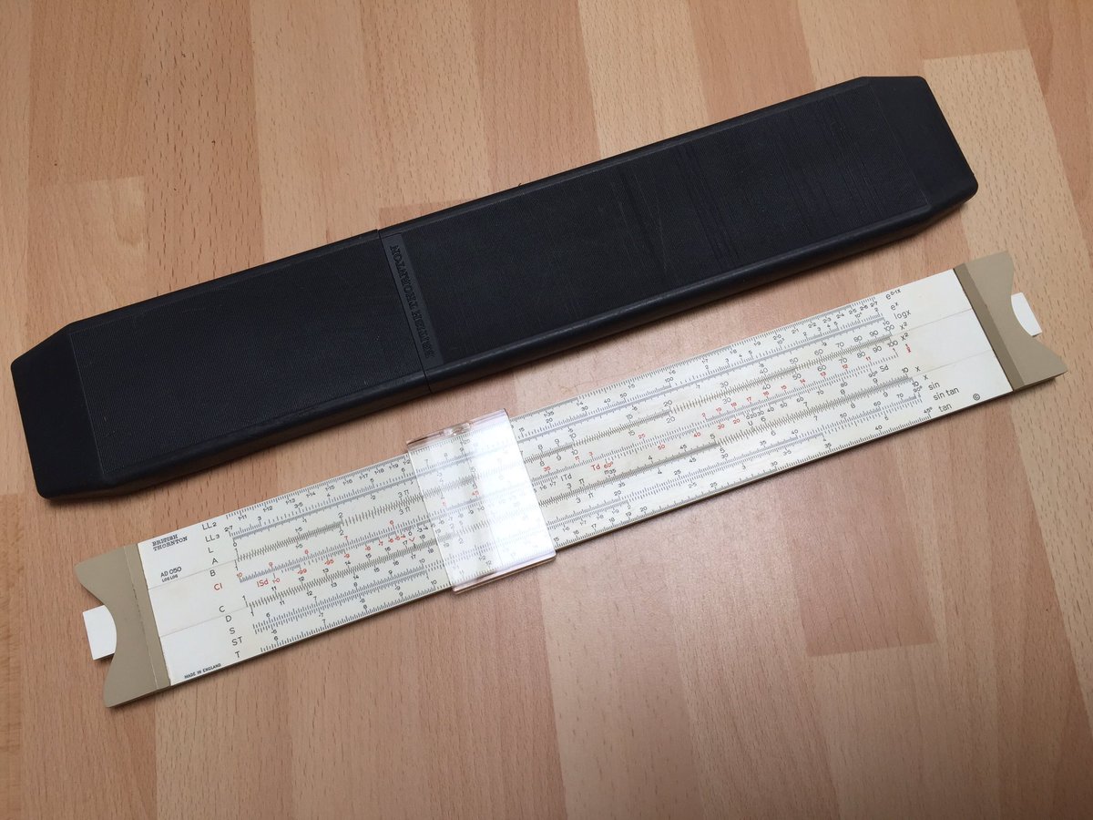 Crohnoid's tweet photo. @60s70s80sKids @PasfieldRoger Who needs a calculator when you have #logtables and your British Thornton #sliderule? https://t.co/BxsjyOrgaZ