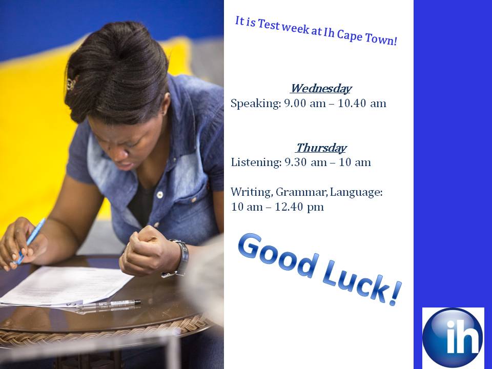 ihcapetown's tweet photo. Good luck to all the students testing this week at @ihcapetown!

#ihstudents #LearningEnglish #ihcapetown #testweek https://t.co/qsM0rDtS70
