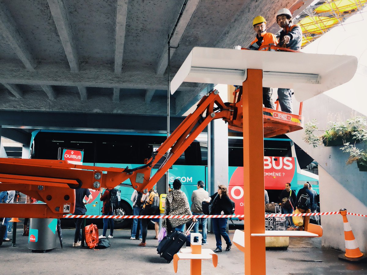 tf_urban's tweet photo. Bravo ! Our team installing our new connected furniture "Nomad" on Lyon Perrache train station for a trial period. #sncf #urbandesign https://t.co/qd5gSvRkuh