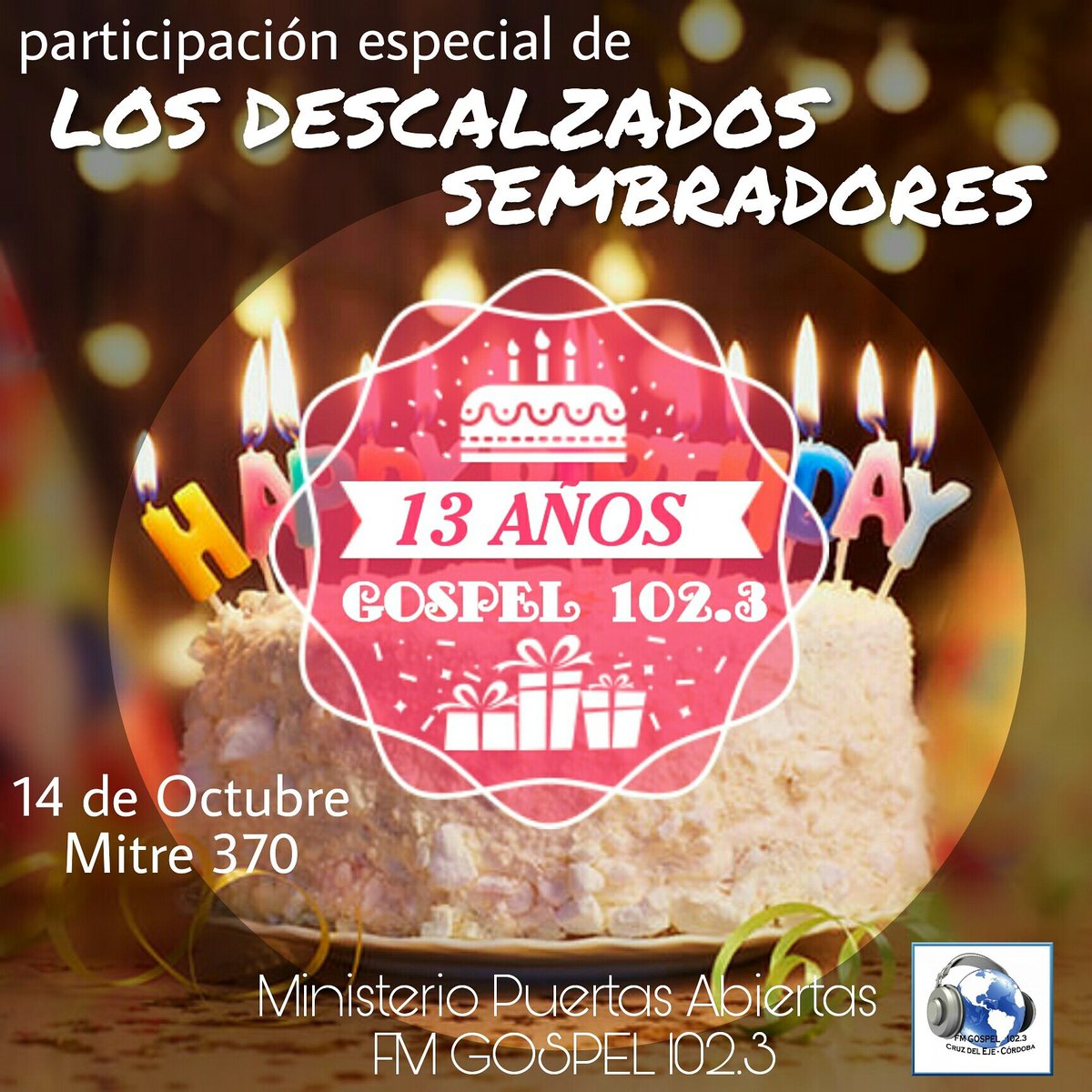 💣💥Espectacular #NOTICIA!!
#Aniversario de la #Gospel y lo festejamos con todo!
Además de la #bicicleteada 🚵
#LosDescalzados y #Sembradores
