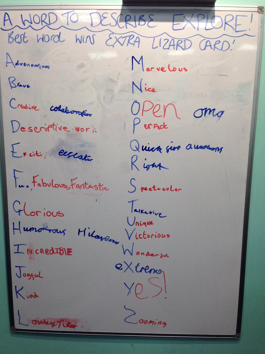 exploreellen's tweet photo. The kids had so much fun coming up with their best descriptive words for Explore. My faves - hilarious and collaborative! @Explore_Careers https://t.co/uxCkypAgUd
