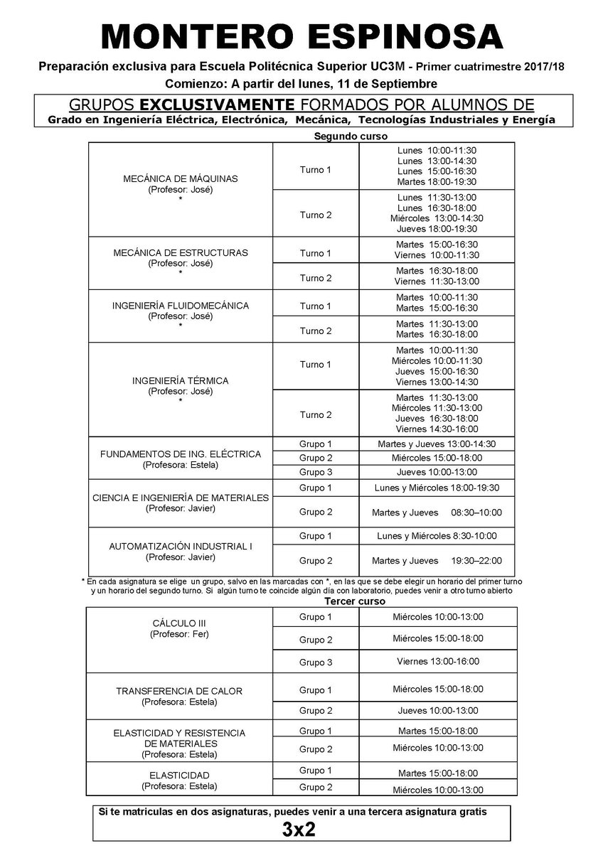 ameleganes's tweet photo. Aquí tenéis los horarios de las asignaturas del primer cuatrimestre de la #UC3M #UC3MLeganes Empezamos las clases el lunes 11 de septiembre! https://t.co/zHsPybtKYt