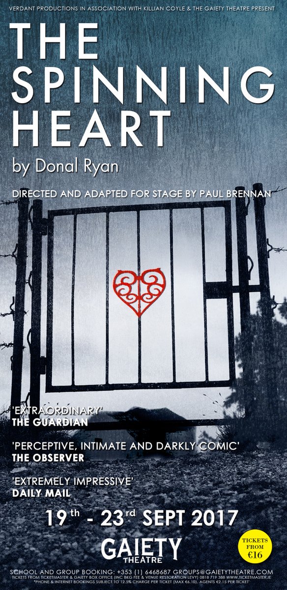 RTEArena's tweet photo. Win tickets to stage adaptation of Donal Ryan's "The Spinning Heart" at the Gaiety...tonight's prize @gaiety_theatre @VerdantProduct1 https://t.co/rsJkvepIB0