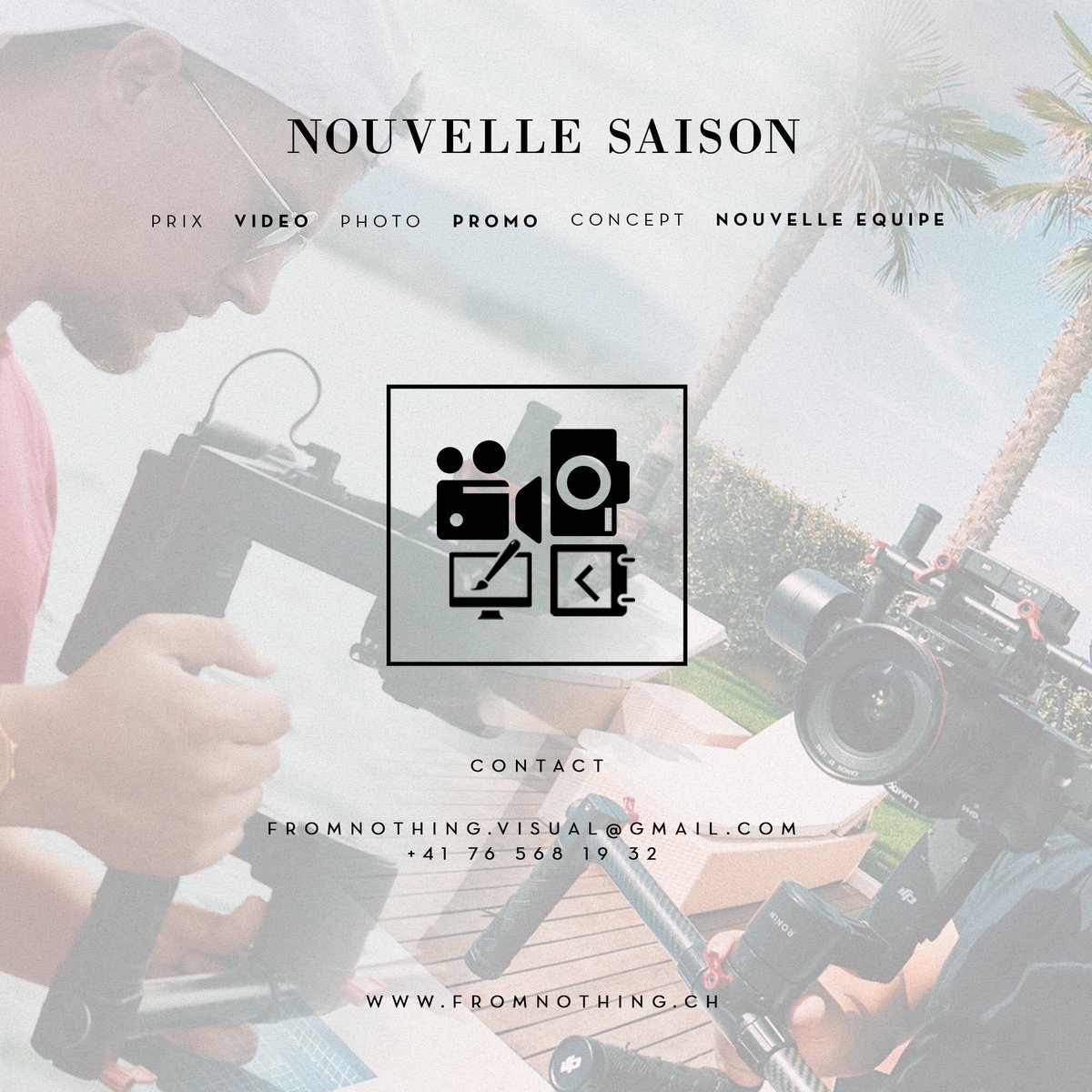 FROM NOTHING (@from_nothingfn) on Twitter photo Nouvelle saison qui commence ..
Par nous, pour vous.
📲 +41 76 568 19 32
📩 fromnothing.visual@gmail.com
fromnothing.ch Nouvelle saison qui commence ..
Par nous, pour vous.
📲 +41 76 568 19 32
📩 fromnothing.visual@gmail.com
fromnothing.ch