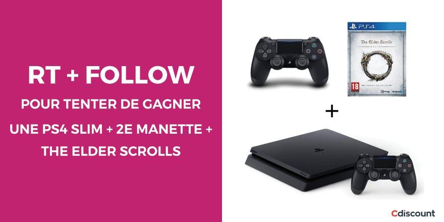 Cdiscount's tweet photo. 🎁 #Concours

🎮 Pack #PS4 à gagner > https://t.co/1tDlYvOjes 

🚀 Pour participer
RT + Follow @Cdiscount

🏁 TAS 12/09 https://t.co/FLUhIGucum