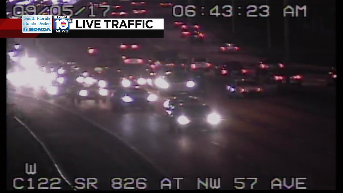 UPDATE: Two lanes blocked at SR-826 EB & NW 57th Ave. Expect delays. #TRAFFIC #MIAMI https://t.co/IGbpuPtnT0