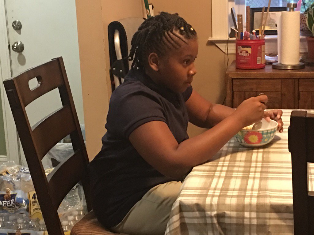 PHLschools's tweet photo. Sanaya is starting the 1st day of school off right with breakfast! How is everyone getting ready? #PHLed #FirstDayPHL https://t.co/3aZZHAs7kv