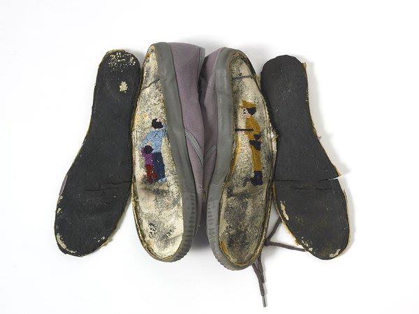 knithacker's tweet photo. "Checkpoint" in the Series "Soleless" by Lebanese Artist Aya Haidar https://t.co/8IvBIzWc4r #art #waybackhack #soleless #fiberart https://t.co/NZubrO7ndH