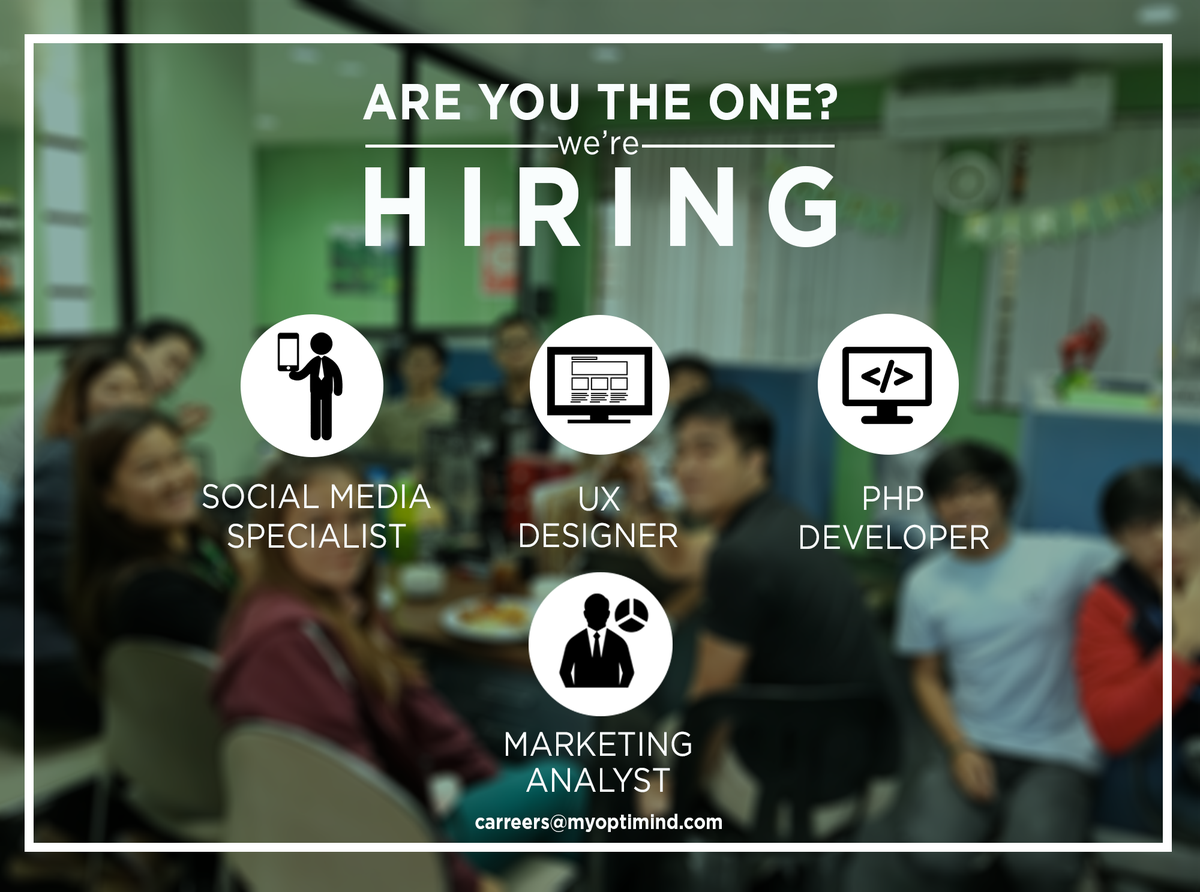 optimind's tweet photo. Are you the one? Be part of our dynamic team! Send your resumes to careers@myoptimind.com 😀 #DigitalMarketing #SocialMedia #WebDevelopment https://t.co/fiStEj5Jr6