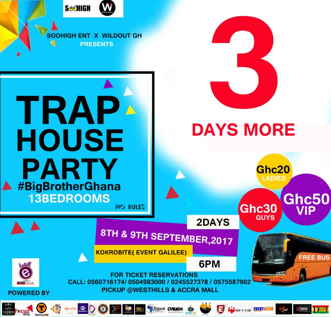 soohype2's tweet photo. Gm to you all, 3 days more. #TRAPHOUSE there will be available buses 🚌🚌🚌🚌🚌
@soohigh_entGh X @WildoutArmy initiative
don't miss out https://t.co/BJSrIFMf7v
