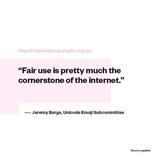 faircopyrightoz's tweet photo. Perspectives on #FairUse ©️: The cornerstone of the internet 📡 – @jeremyburge, @unicode's #emoji subcommittee 😀 #FairCopyrightOz 🇦🇺 https://t.co/j2MVvUMyNk