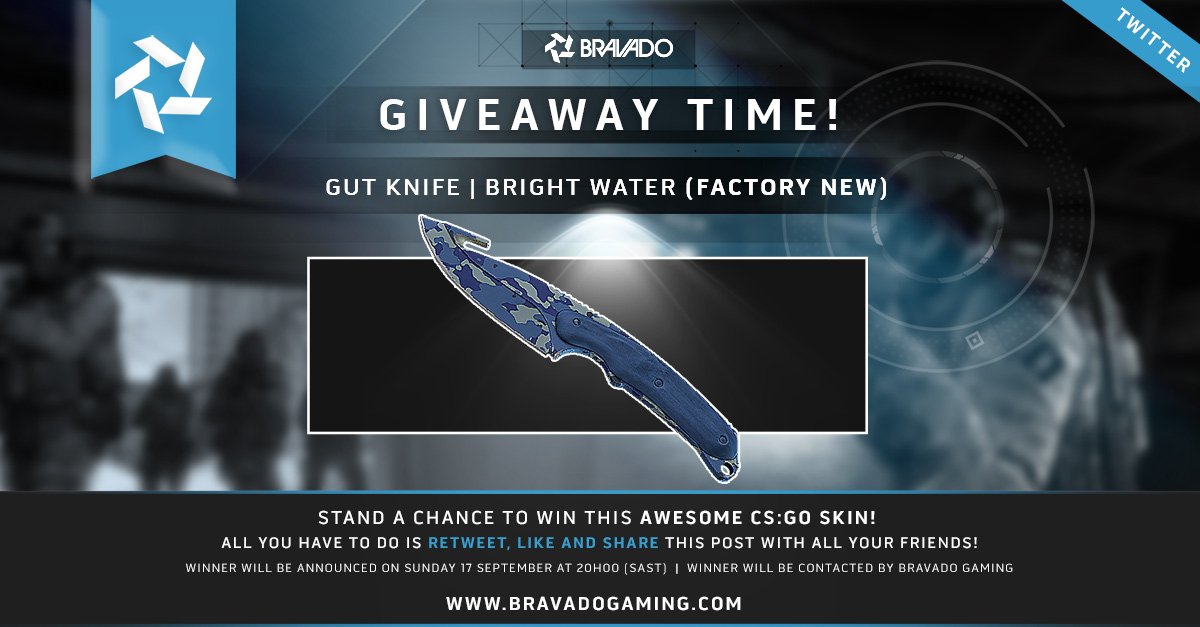 bravadogaming's tweet photo. GIVEAWAY TIME!

TO ENTER: Retweet, Like &amp; Follow @bravadogaming  #csgogiveaway #csgoskin #csgoskins #csgo #bvdgaming 

Details in image! https://t.co/KtC2gH5sRR
