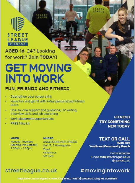 SL_Ayrshire's tweet photo. @Street_League #EastAyrshire are recruiting for our next programme starting next month at @kilmarnockgym https://t.co/vJSHjCTbJG Please RT 🏃 https://t.co/XpqKI7IG1T
