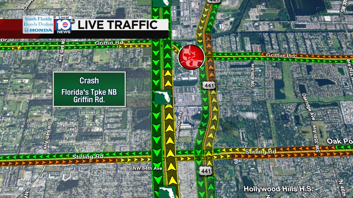 CRASH: Florida's Tpke NB & Griffin Rd. #TRAFFIC https://t.co/0LWQIKMzNW