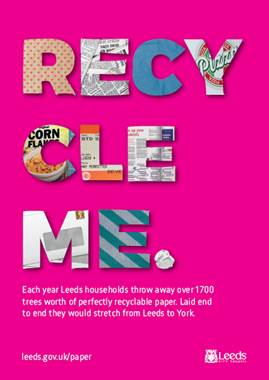 #Leeds households throw away over 1700 trees worth of recyclable paper. Laid end to end it would stretch from Leeds to #York @LeedsWasteDocs